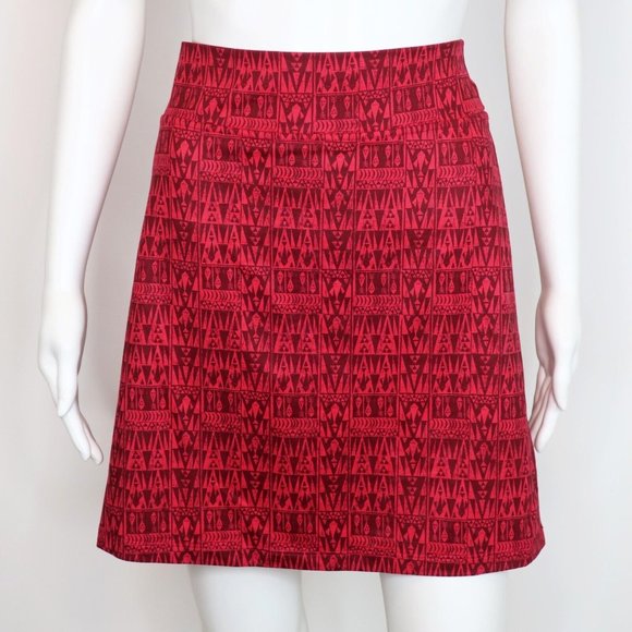 Patagonia Dresses & Skirts - Patagonia Morning Glory Red Tribal Mini Pull-On Stretch Skirt Women's Medium